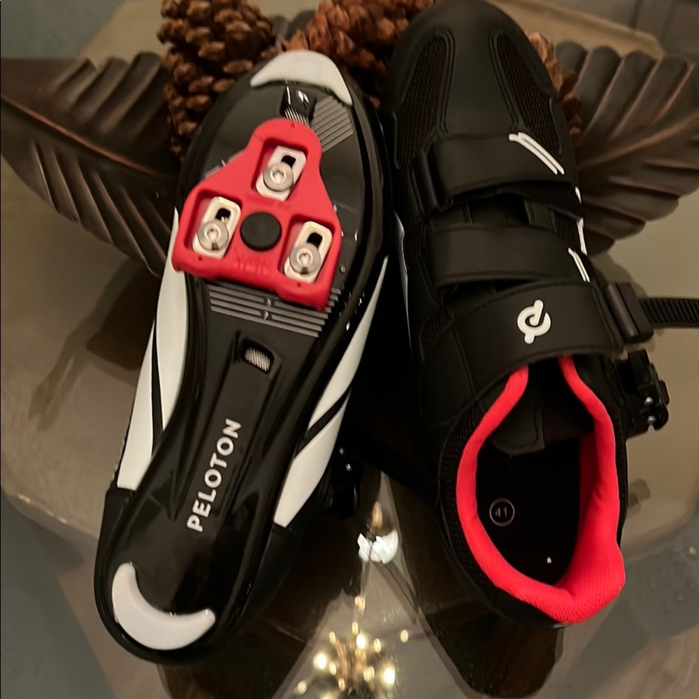 Peloton Black and Red Sneakers with Dial Closure